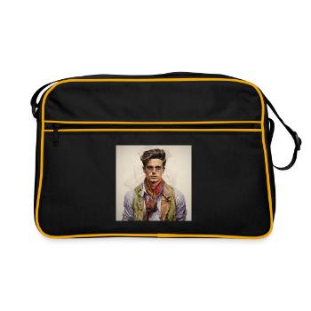 Vintage Glam Homme avec foulard en soie - Sac Retro - noir/or - Devant