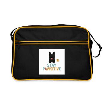 Motif de chien Stay Pawitive - Sac Retro - noir/or - Devant