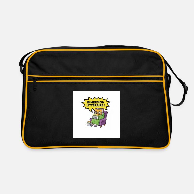 Farbenfrohes literarisches Eintauchen - Retro Tasche - Schwarz/Gold