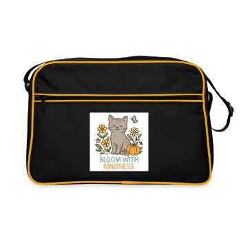 Splendeur florale adaptée aux chats - Sac Retro - noir/or - Devant