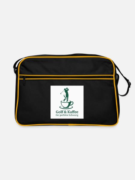 Golf & Coffee – The Perfect Swing - Retro Bag - black/gold - Front