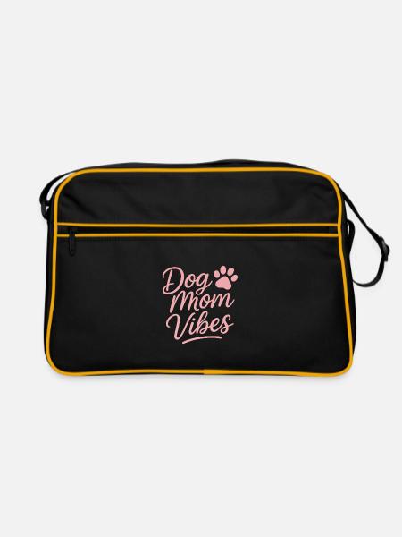 Dog Mom Vibes  - Retro Tasche - Schwarz/Gold - Vorne