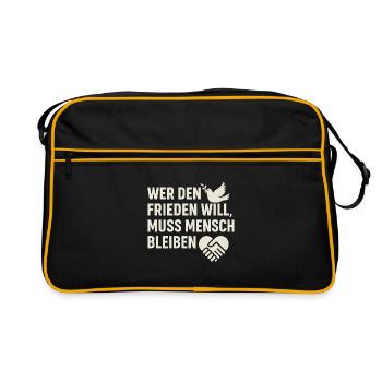 Paix et humanité - Sac Retro - noir/or - Devant