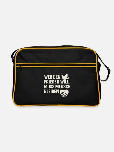 Paix et humanité - Sac Retro - noir/or