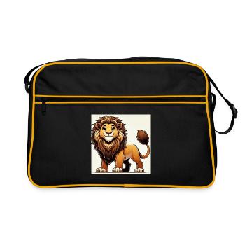 Warm cartoon lion - Retro Bag - black/gold - Front