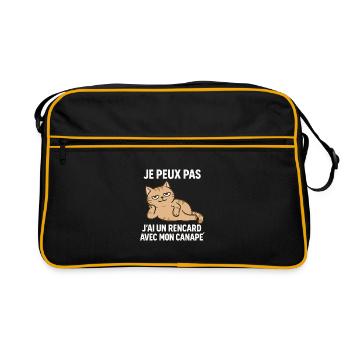 Je peux pas j'ai rencard avec mon canapé  - Sac Retro - noir/or - Devant