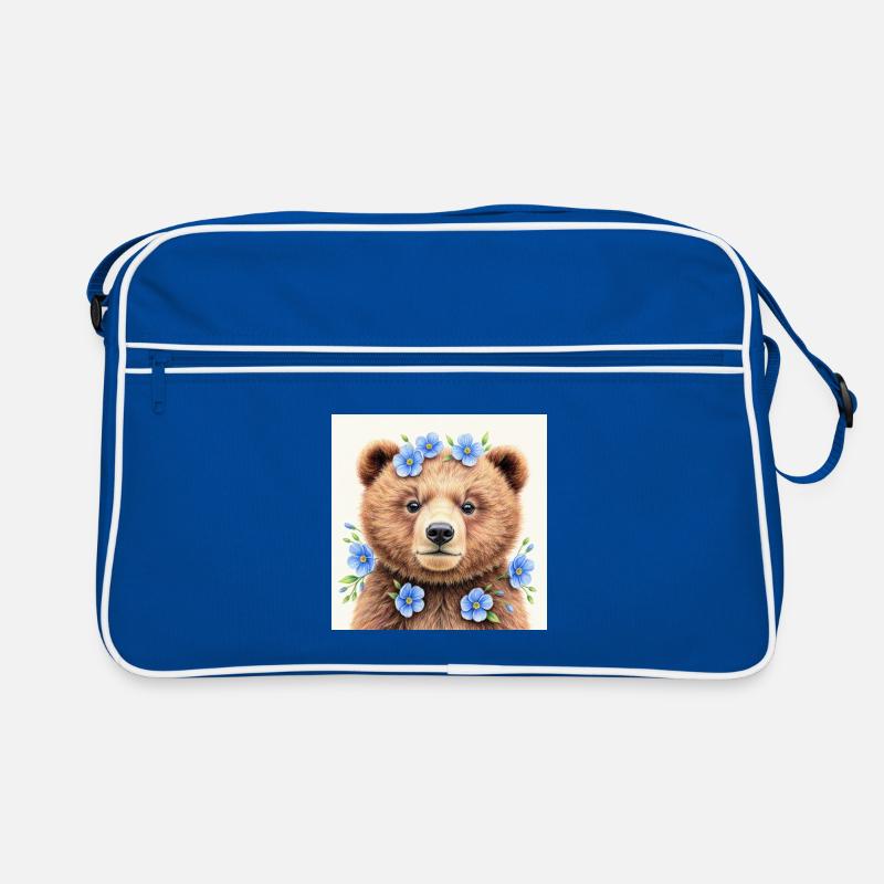 Blue Flower Bear Vorlagen Retro Tasche