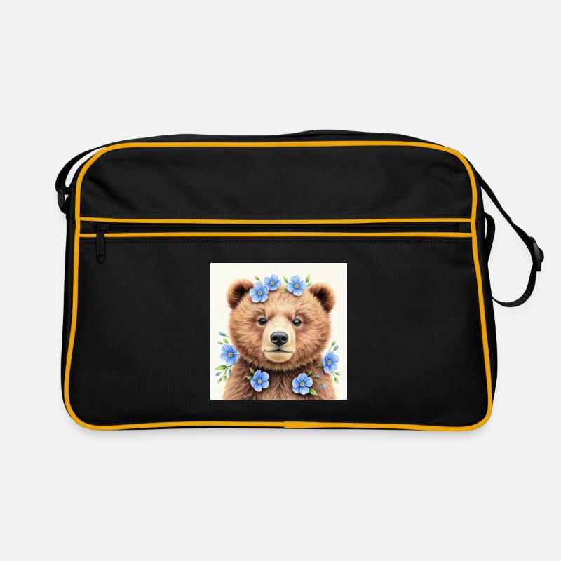Blue Flower Bear Templates Retro Bag