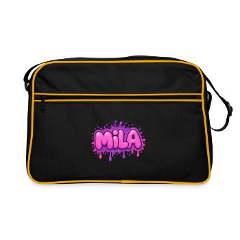 Graffiti  MILA Prénom cadeau idéal imprimable sur  - Sac Retro - noir/or - Devant