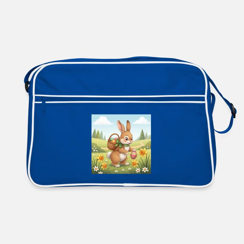 Osterhase mit Korb und Eiern Retro Tasche