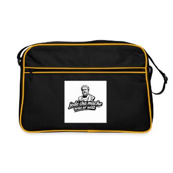 Jede Cha Mache Was Er Will - Retro Tasche - Schwarz/Gold - Vorne