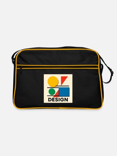 Geometry Bauhaus Colorful Composition - Retro Bag - black/gold - Front