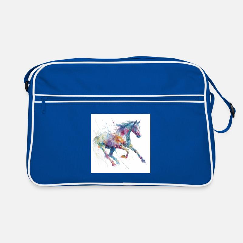 Lebendiges Aquarellpferd Retro Tasche