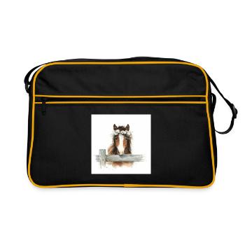 Floral Crowned Horse - Retro Bag - black/gold - Front