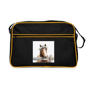 Couronne de cheval florale pastel - Sac Retro - noir/or - Devant