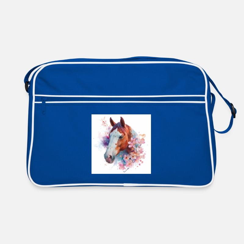 Aquarell Pferdeblüte Retro Tasche