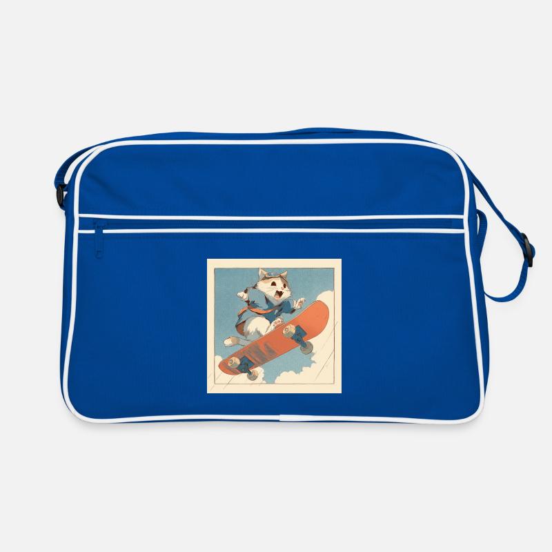 Retro Cat Skateboarder in Flight Retro Bag