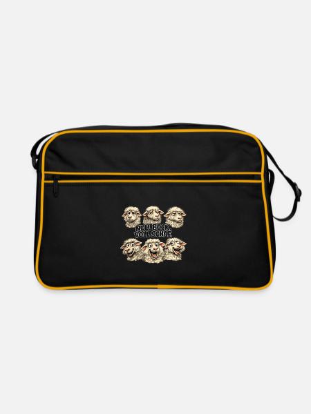 Schaf-Quintett: Null Bock Voll Schaf - Retro Tasche - Schwarz/Gold - Vorne