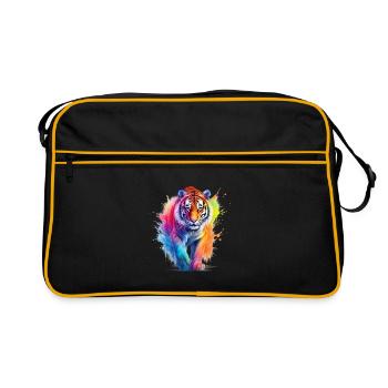 Rainbow Tiger in Watercolor Color Splash.Look - Retro Bag - black/gold - Front