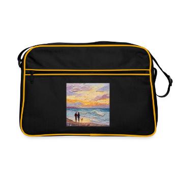 Coucher de soleil sur la mer - Sac Retro - noir/or - Devant