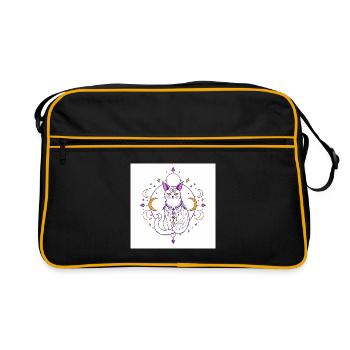 mystique-chat-lune-céleste-A - Sac Retro - noir/or - Devant