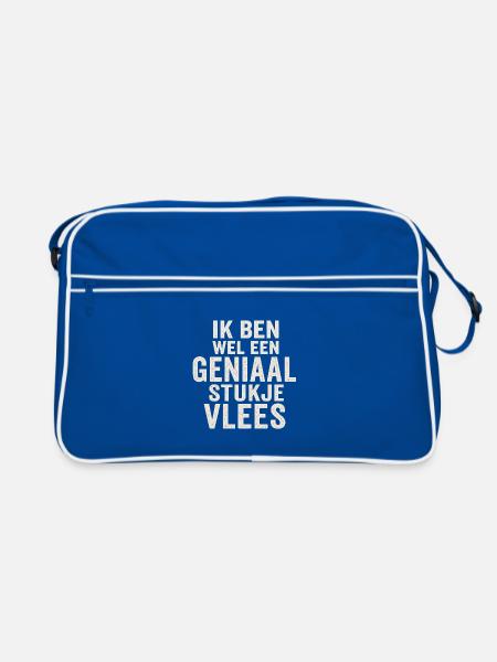 Genialer Fleisch-Tippfehler - Retro Tasche - Blau/Weiß - Vorne