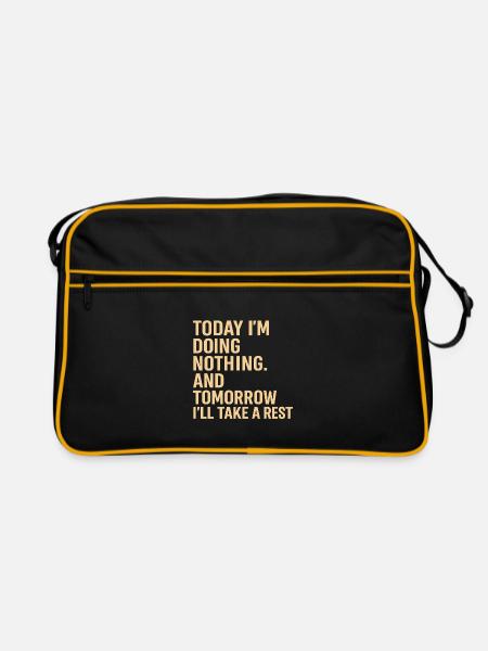 Humour de jour paresseux : reposez-vous demain - Sac Retro - noir/or - Devant