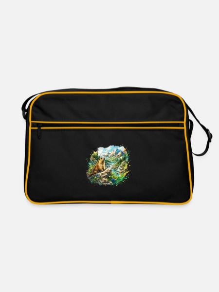 Marmot forest landscape - Retro Bag - black/gold
