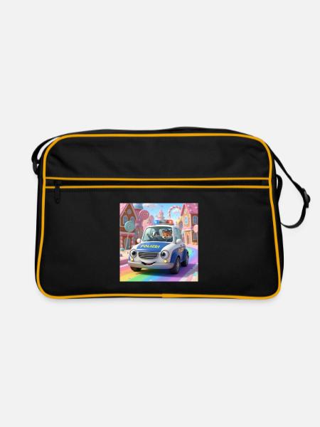 Polizei Abenteuer Zuckerstadt - Retro Tasche - Schwarz/Gold - Vorne