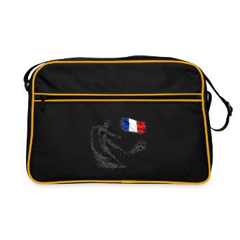 Dynamischer Fußballschuss mit Frankreich Flagge - Retro Tasche - Schwarz/Gold - Vorne