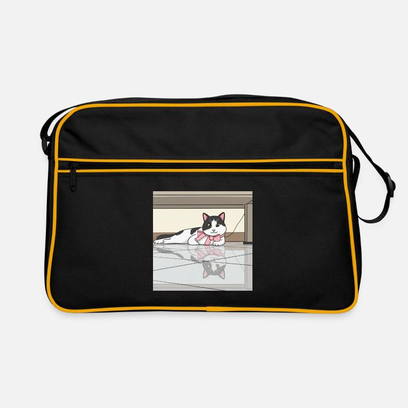 Katze mit rosa Schleifenreflexion Retro Tasche