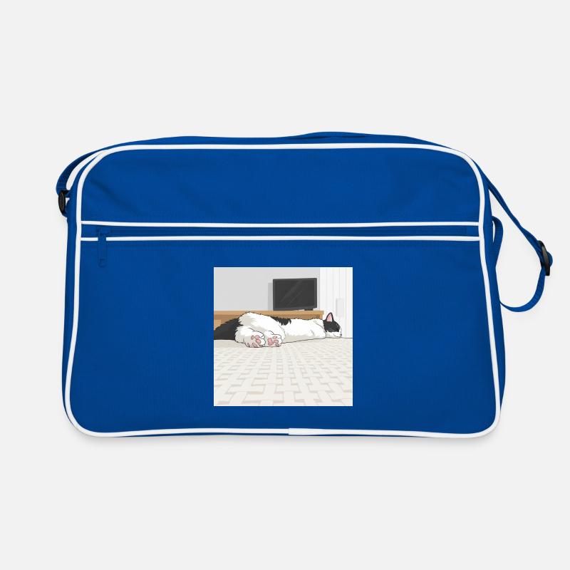 Schlafende Katze auf gewebtem Teppich Retro Tasche