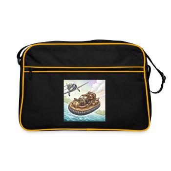 Steampunk Airboat River Chase - Retro Bag - black/gold - Front