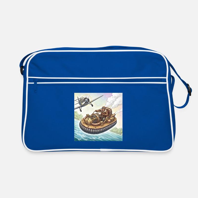 Steampunk Airboat River Chase Retro Bag