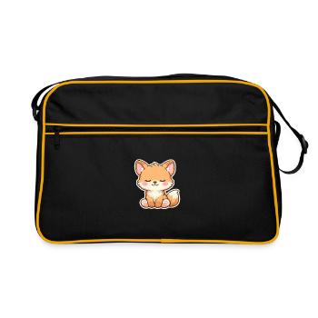Süßes Baby-Fuchs schlafend im Kawaii-Stil - Retro Tasche - Schwarz/Gold - Vorne