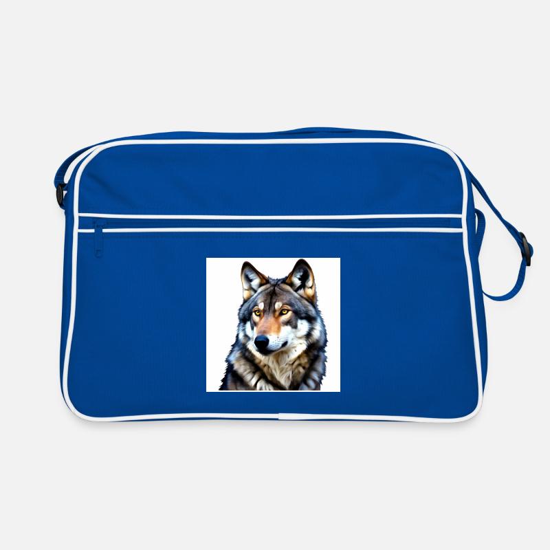 Porträt eines Wolfes mit gelben Augen Retro Tasche