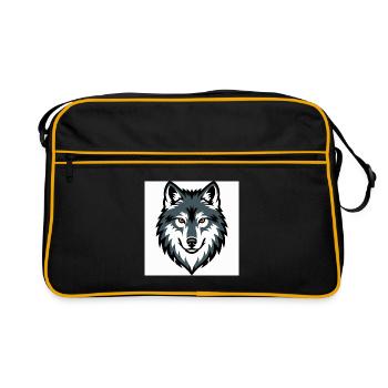 Wolf Graphic Emblem - Retro Bag - black/gold - Front