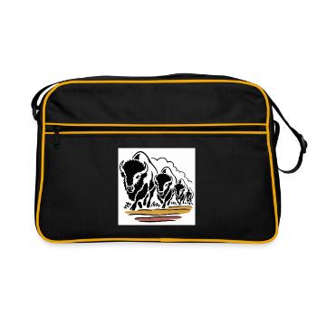 Horde de bisons en mouvement - Sac Retro - noir/or - Devant
