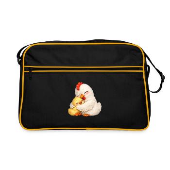 Maman Poule câline son bébé - Sac Retro - noir/or - Devant