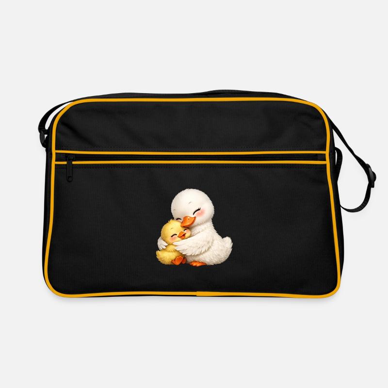 Mutter-Ente kuschelt mit ihrem Baby Retro Tasche