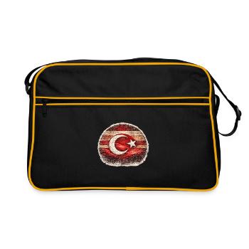 Drapeau turc du grunge - Sac Retro - noir/or - Devant