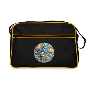 Globe terrestre en mosaïque de coquillage - Sac Retro - noir/or - Devant