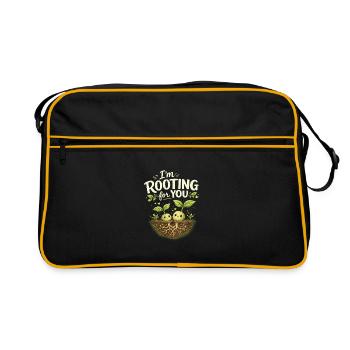 I'm Rooting for You – a plant-based play on words - Retro Bag - black/gold - Front