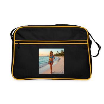 Blue bikini on tropical beach - Retro Bag - black/gold - Front