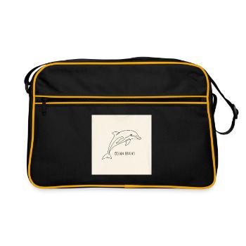 Art en ligne de dauphin : Ami de l’océan - Sac Retro - noir/or - Devant