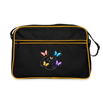 Schmetterlinge - Retro Tasche - Schwarz/Gold - Vorne