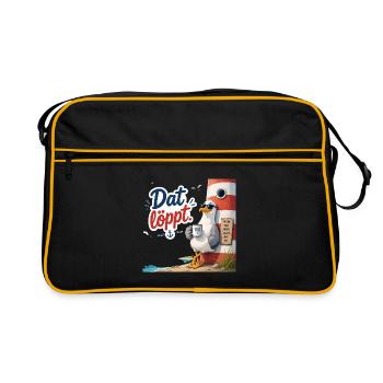 Dat löppt - Retro Tasche - Schwarz/Gold - Vorne