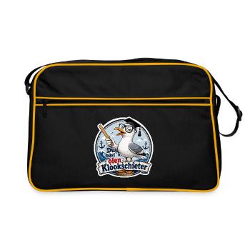 Gelehrte Möwe am Hafen - Retro Tasche - Schwarz/Gold - Vorne