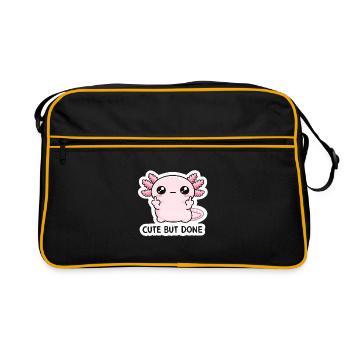 Pinkes Chibi-Drache Spruch - Retro Tasche - Schwarz/Gold - Vorne
