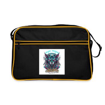Techno Predator // Rave Cyberpunk Panther - Retro Tasche - Schwarz/Gold - Vorne